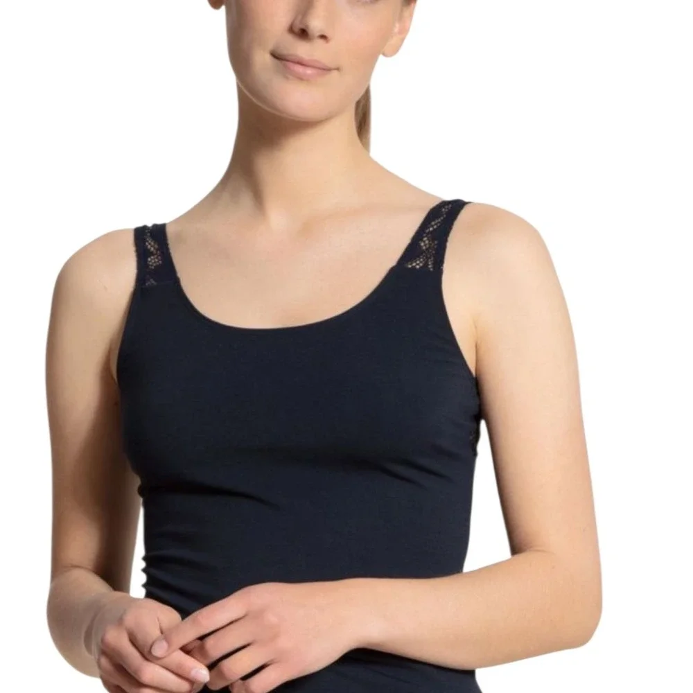 Calida Nature Relax Tank Top Crochet Strap Low Back Round Neck Size XXS - Picture 1 of 10